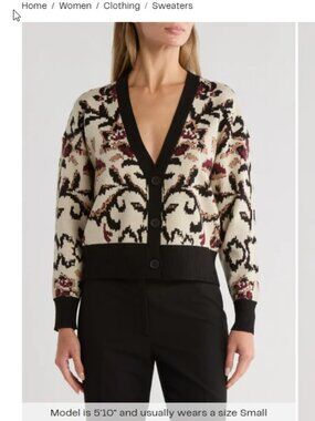 Tahari V-Neck Crop Cardigan - XS